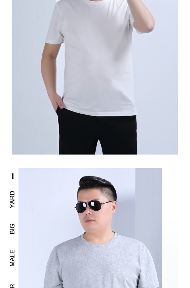 EAMAX size lớn quần áo nam mùa hè chất lỏng cotton màu rắn cộng với phân bón XL vòng cổ ngắn tay áo thun nam T15 - Áo phông dài áo thun 3 lỗ nam