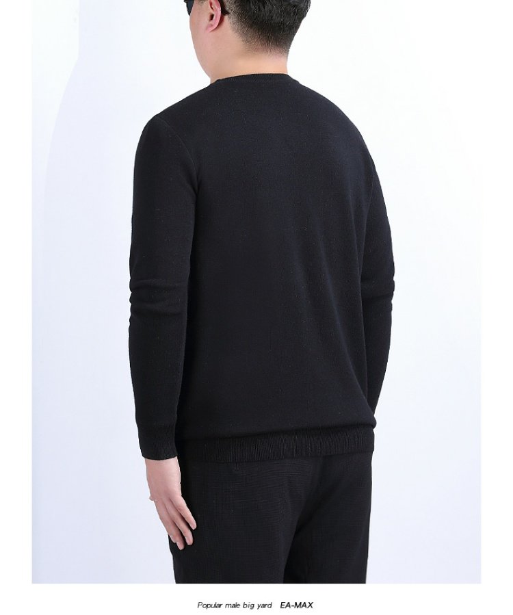 EAMAX quần áo nam size lớn mùa xuân và mùa đông áo len béo và phân bón XL áo len cổ tròn quá khổ nam M824 - Kéo qua hoodie nam