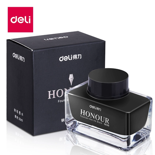 Deli Pen Ink Ink Pure Black Steel Pen для не -углеродных, не -углеродных, неблокирующих офисных принадлежностей в стиле ручки, поставки для студентов, для взрослых тестовых принадлежностей Черно -синие и черные банки могут втирать чистые чернила, синие чернила S636