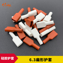 Flat Mouth 6 3 Straight Inserts Silica Gel Jacket 250 High Temperature Resistant Flame Retardant Inserted Spring Jacket Flat Terminal Jacket