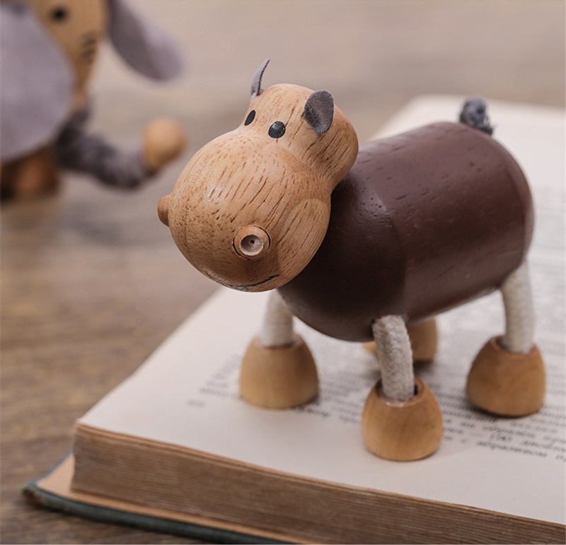 ins net red 3D wooden animal puppets paparazzi Nordic children Puzzle Mini Baby Doll Toy