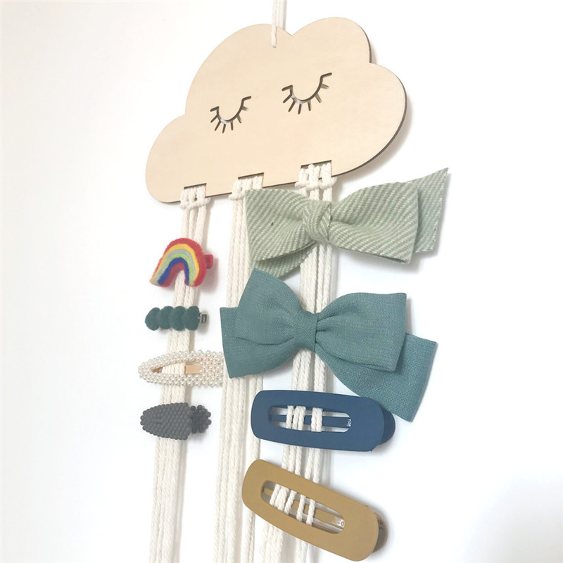 ins Nordic cartoon wooden cloud hairpin hairband storage belt children's room decoration pendant baby decoration props