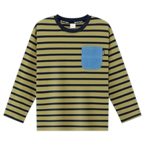 Zuoxi childrens clothing boys T-shirts 2024 new childrens tops autumn medium and large childrens striped street fashion boys autumn clothing