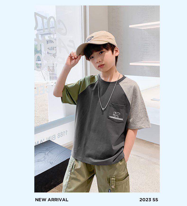 Zuoxi Children's Clothing Boys' Short-Sleeve T-Shirt Kids' Summer Wear 2026 New Summer Pure Cotton Half-Sleeve Boys' Top for Older Children — 29