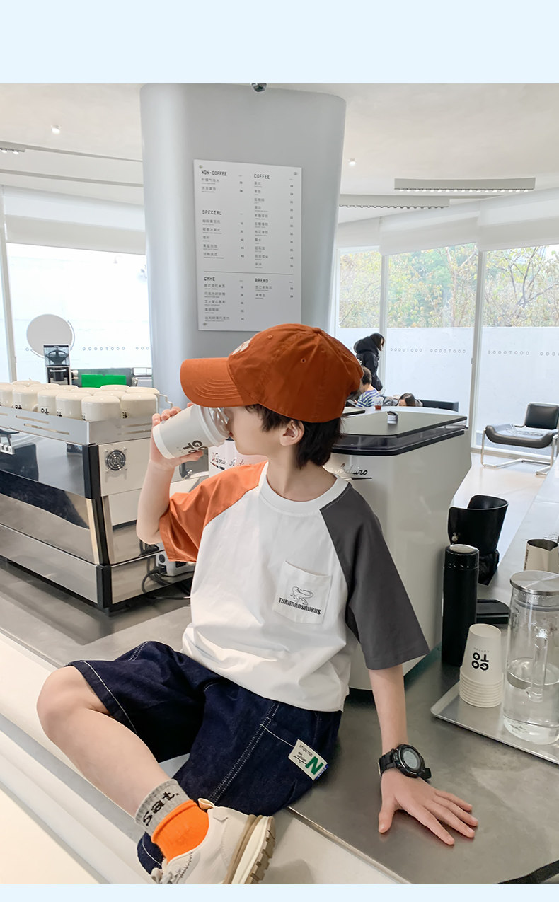 Zuoxi Children's Clothing Boys' Short-Sleeve T-Shirt Kids' Summer Wear 2026 New Summer Pure Cotton Half-Sleeve Boys' Top for Older Children — 24