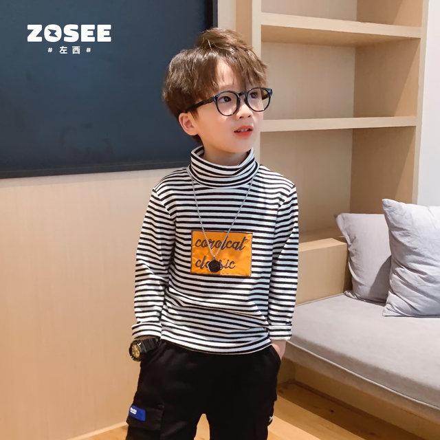 Zuoxi children's clothing boys' turtleneck bottoming shirt children's plus velvet warm inner layer thickening winter boy winter 2021 new