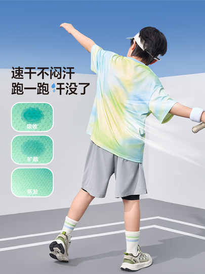Zuoxi ropa para niños ropa de secado rápido para niños camiseta de manga corta para niños 2025 nuevo estilo para niños y tops de seda de hielo de verano para niños mayores de moda