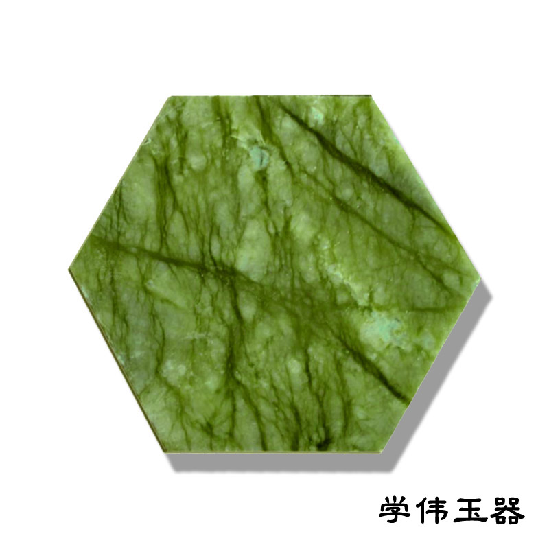 Manufacturer direct natural jade plate Dantung green jade hexagonal plate sweat steam sauna for decoration with wall ground jade plate