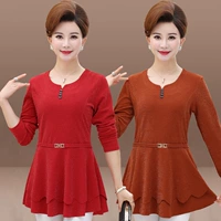 Quần áo mùa thu mới của phụ nữ trung niên áo dài top 40 tuổi 50 áo dài tay mẹ áo kiểu nữ tuổi 50