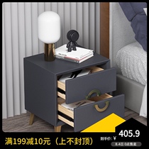 Solid wood bedside table Modern simple bedroom storage locker Net red ins wind light luxury leather bedside cabinet Small