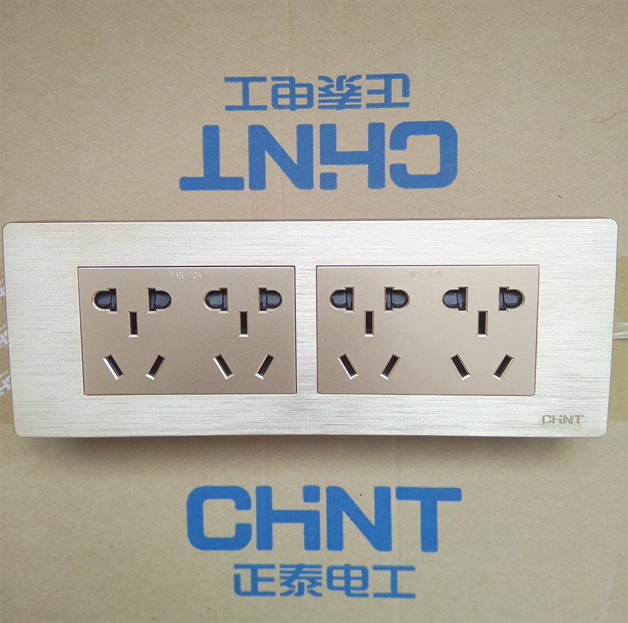 Zhengtai 118 switch socket 118 type wire - drawn gold embedded steel frame four - bit four - hole five - hole socket