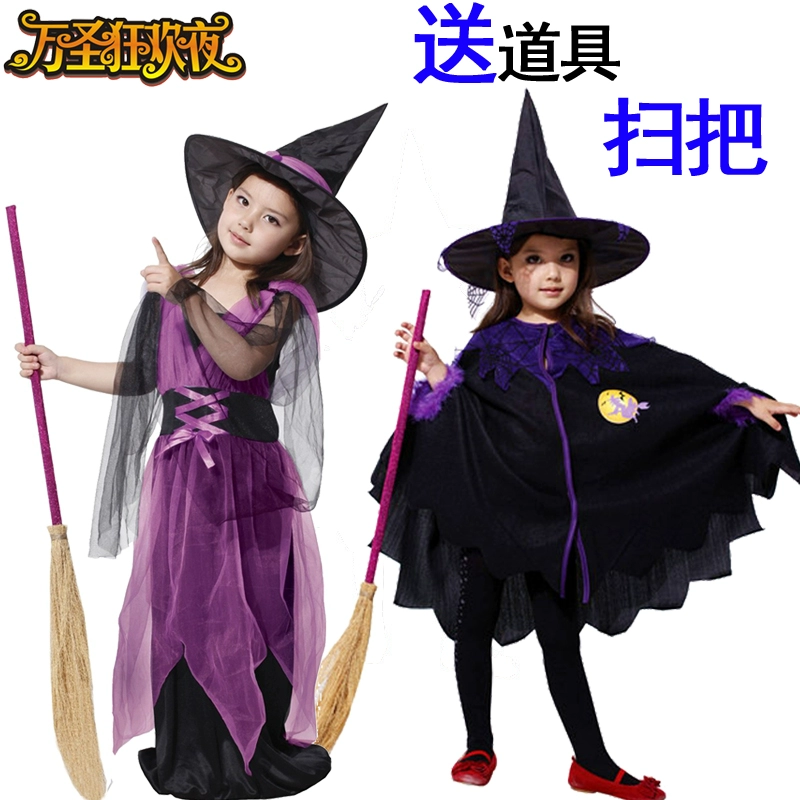 New Halloween quần áo phù thủy trẻ em phù thủy trang phục cosplay trang phục cô gái áo choàng phù thủy công chúa váy