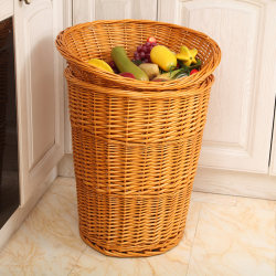Rattan Woven Basket, Wicker Woven Basket, Fruit Basket, Supermarket Fruit and Vegetable Display Basket, Woven Storage Basket, Bamboo and Rattan Basket 