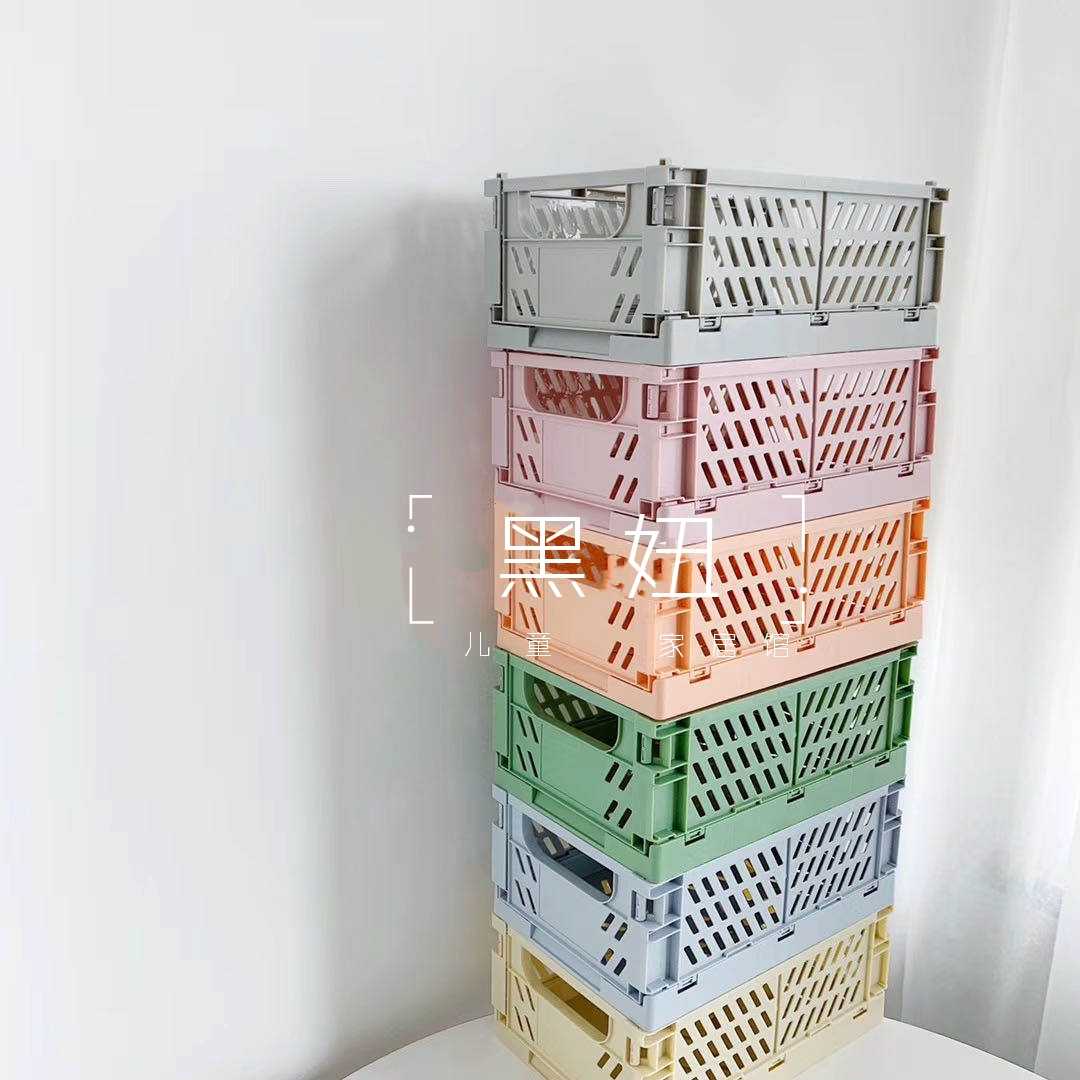 INS wind toy sorting basket Macaroon color hand account seal tape storage basket foldable desktop storage basket