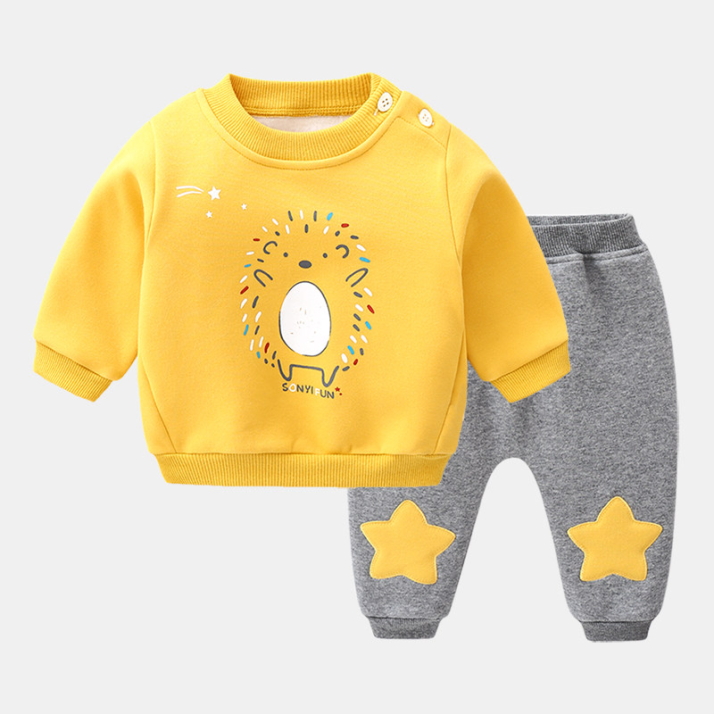 Baby Plus Suede Suit Autumn Winter Outwear Toddler Casual Blouse Thicken Newborns Warm Clothes Baby Winter Clothing Two