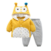 Baby autumn and winter suit cotton outer wear male baby padded autumn and winter clothing thickened cotton coat cotton pants Female newborn cotton clothing