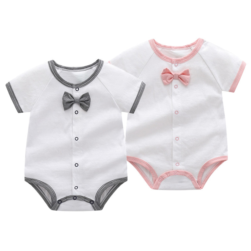 Baby Short Sleeve Bag Fart Summer Foreign Pie Pure Cotton Baby Gentleman Even Body Clothing Slim Fit Half Sleeve Khaclothes Freshman Summer Dress