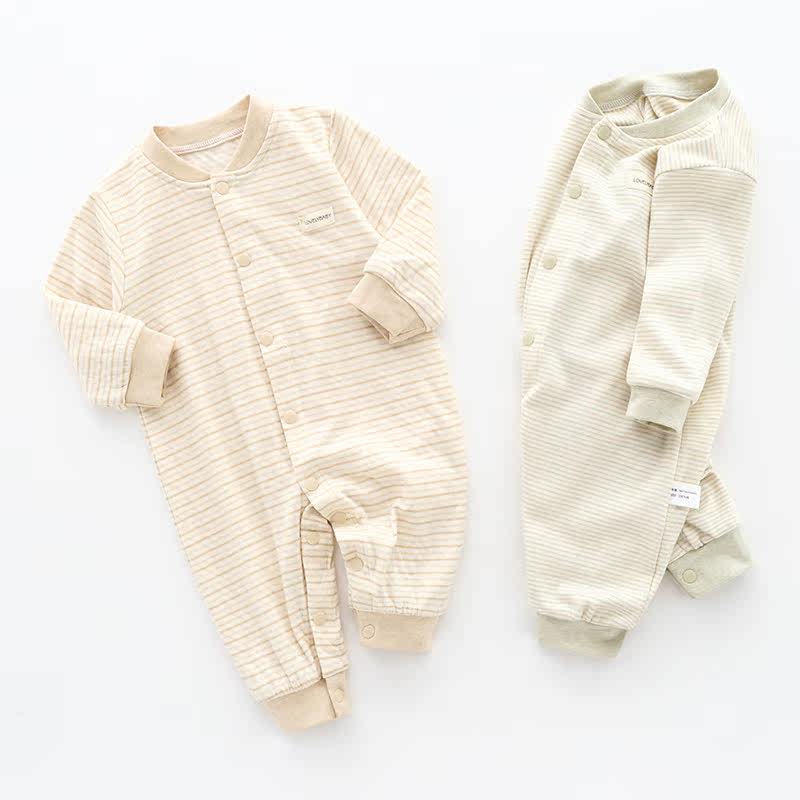Baby spring autumns dress pure cotton long sleeves slim fit baby beat khala-colored cotton newborn clothes spring and summer pyjamas