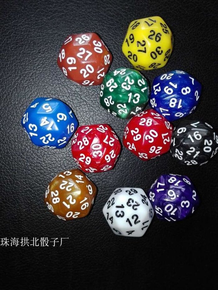 30-face figure 1-30 dice 3-face sieve multi-faceted digital bowler parent-child maths 25MM color 