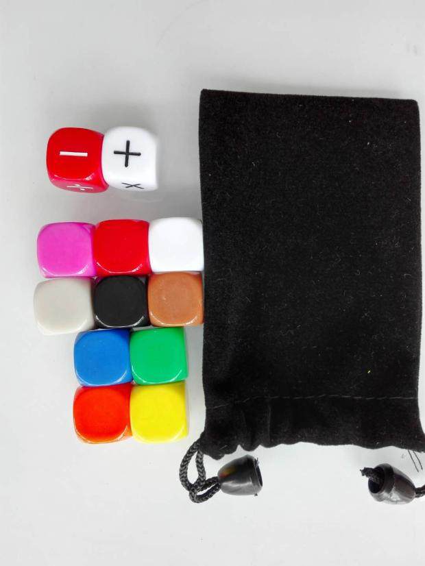 16 Blank Colored Dice Dice sixteen MM10 Color Bagged Plus Minus Signs Four Oop Teaching Aids Toys