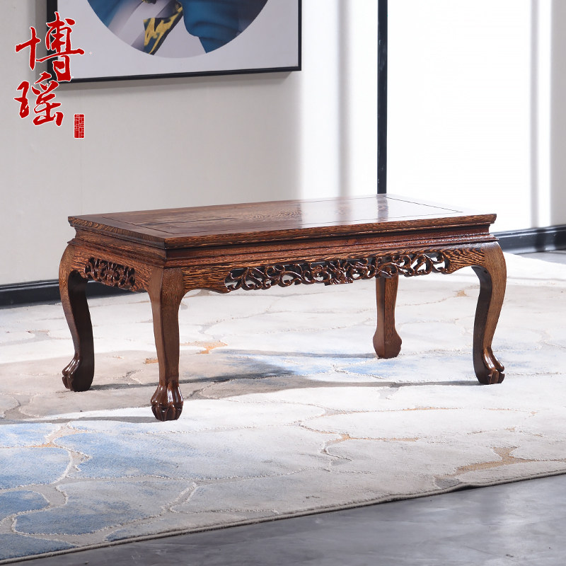 Boyao solid wood small tea table chicken wing wood tiger feet short table Chinese red wood tatami bed rice tea table pit a few