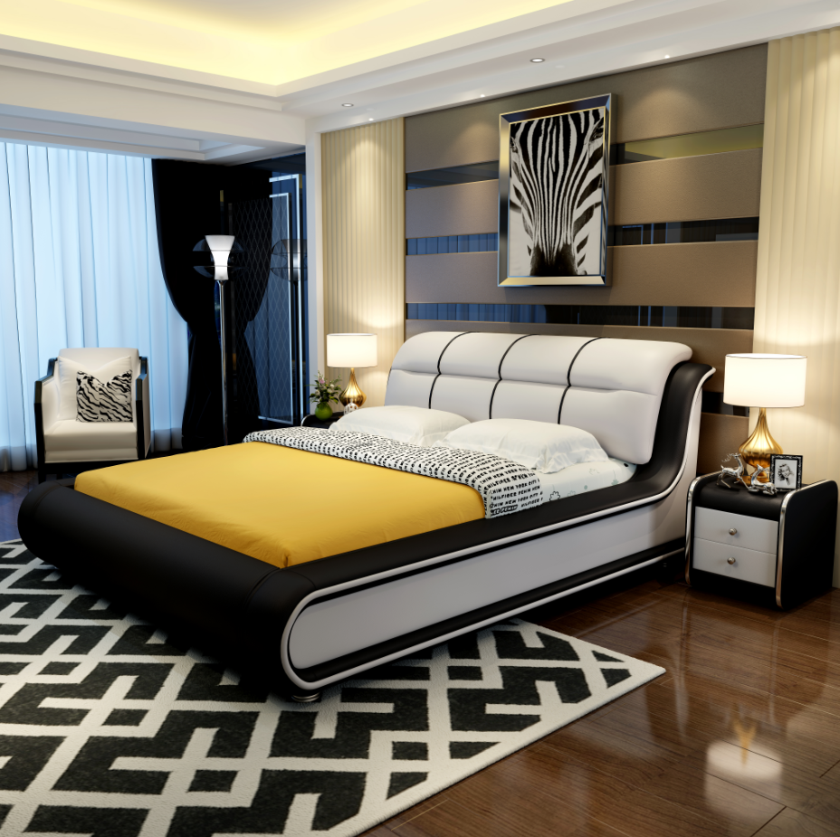 Aussie Brand Thermostatic Water Cool Mat double bed Leather Bed Wedding bed Home Minimalist Fashion Modern Whole Set 1 8m