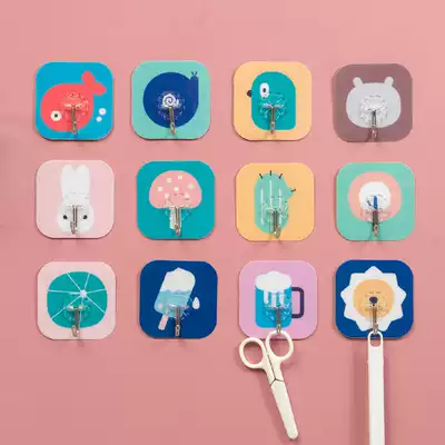 Hook strong adhesive wall hanging load-bearing door rear hanging clothes hook Household kitchen bathroom punch-free wall hook hook