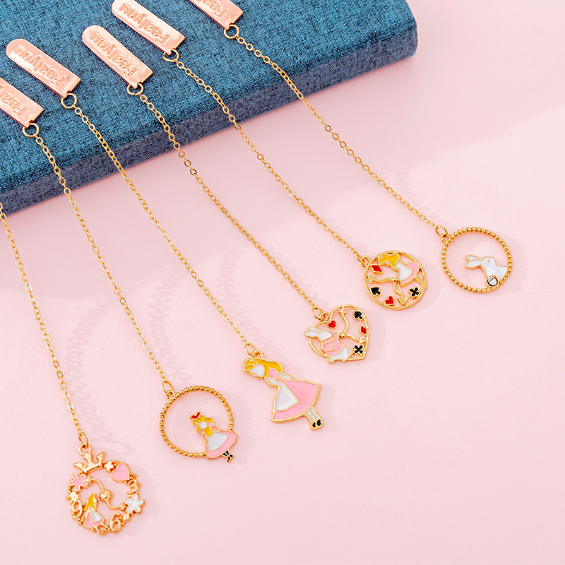 Cute Cartoon Metal Bookmark Small Pendant Girl Heart Art Student Book Page Clip Creative Personality Decoration Small Pendant