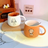 Mark Cup Girl с ложкой пары водяной чашки керамика высокая стоимость лица милая кофейная чашка домашняя чашка для завтрака одна пара
