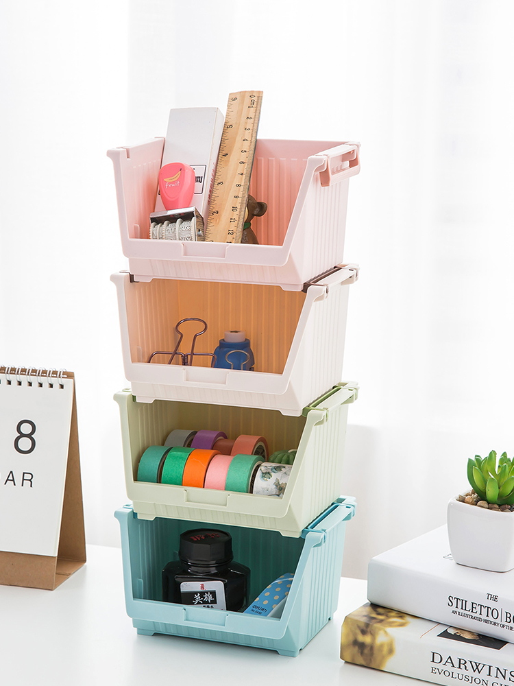 Creative stackable mini desktop storage box Student stationery finishing box Sundries table side plastic storage box