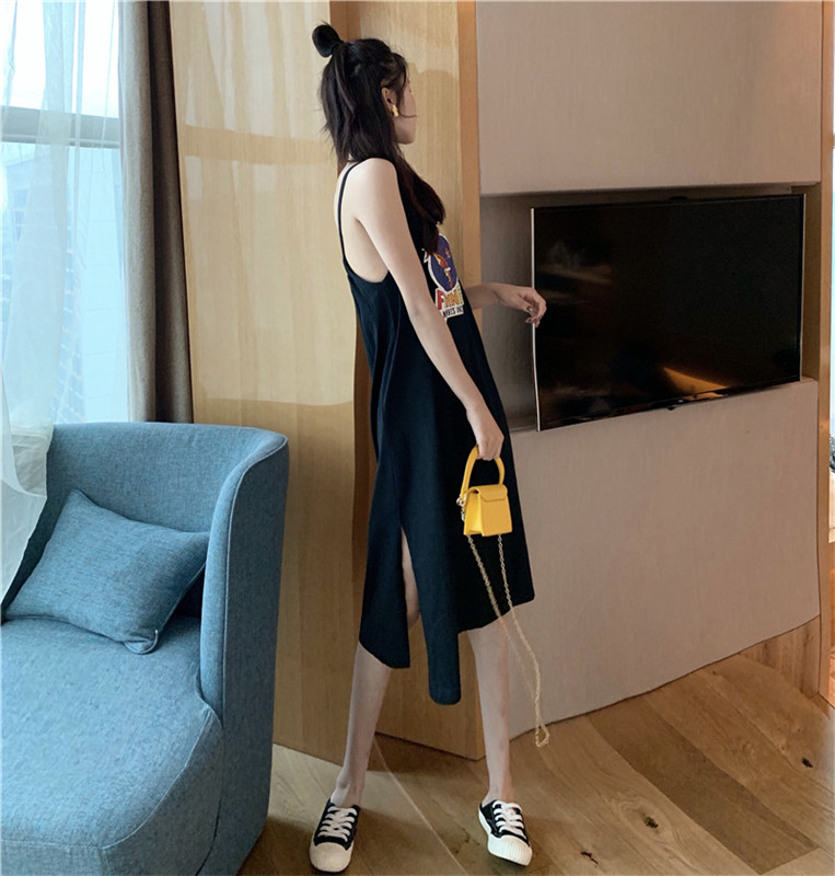 VK旗艦店 韓國風性感露背開叉時尚無袖洋裝