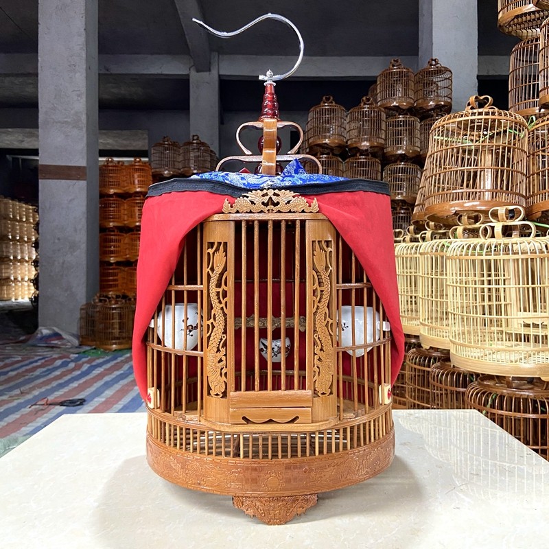 画眉鸟笼子大小号八哥鹩哥豪华型鸟笼:手工竹制老竹镂空雕刻龙配件,收藏级艺术品!-鸟笼-淘宝好物网