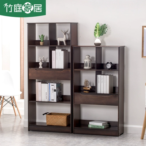 竹庭 Многослойная книжная полка из натурального дерева, современный и минималистичный книжный шкаф, коробочка для хранения