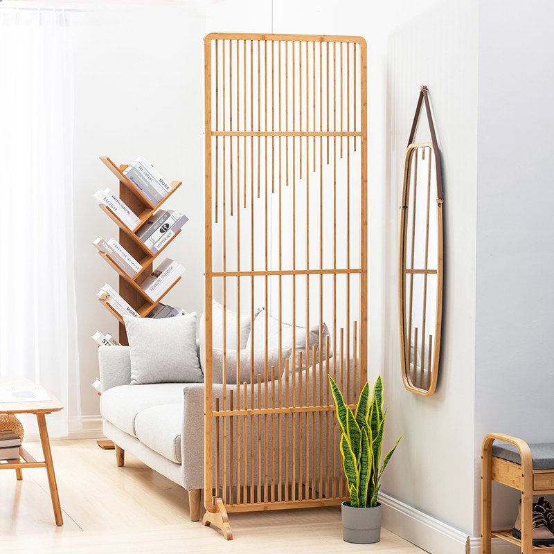 Bamboo Courtyard New Chinese Screen Bedroom Shade home minimalist modern living room Xuanguan partition Small family type log holder screen