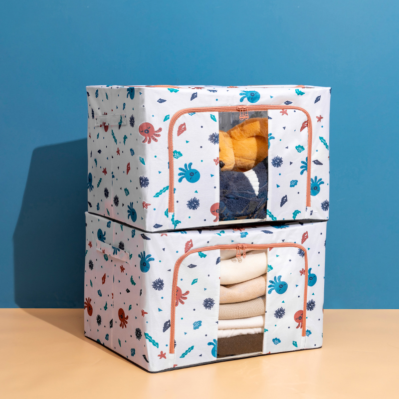 Clothes containing box Folding Oxford Cloth Large Number Cloth Art Containing Box Clothing Finishing Box Moving containing box