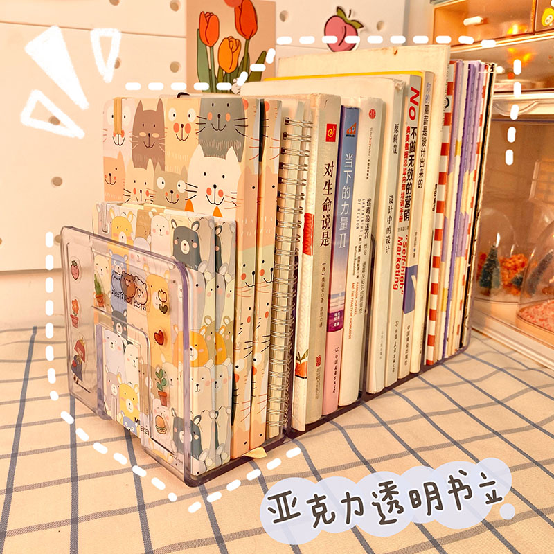 Acrylic transparent bookshelf vertical bookend divider creative ins desktop shelf window sill storage bookend book holder - Taobao