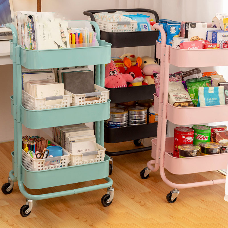 Mobile plastic cart baby baby supplies for artifacts kitchen bathroom storage rack belt wheel