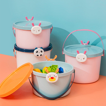 Toy storage box with cover Cartoon children baby building blocks Portable plastic bucket Household snack storage box finishing box