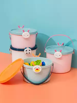 Toy storage box with lid cartoon children Baby building block portable plastic bucket household snack box finishing box