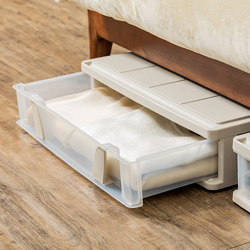 Under the bed storage box plastic drawer type with wheels clothes quilt finishing box flat under the bed large capacity storage box