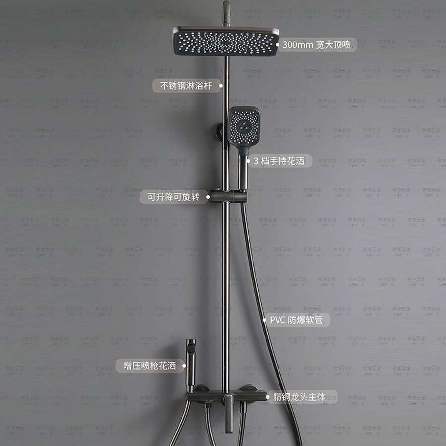 PVD Gun Ash 4 Function Shower Suit Star Shine Shower