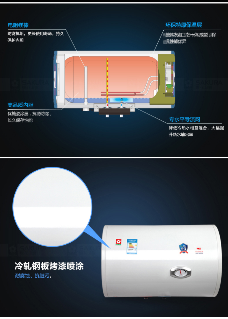 giá bình nóng lạnh rossi Hoa anh đào hoa anh đào 88E50F nước hoa anh đào nước nóng điện trữ nước 50 lít L tắm thương hiệu tiết kiệm năng lượng máy nước nóng gián tiếp