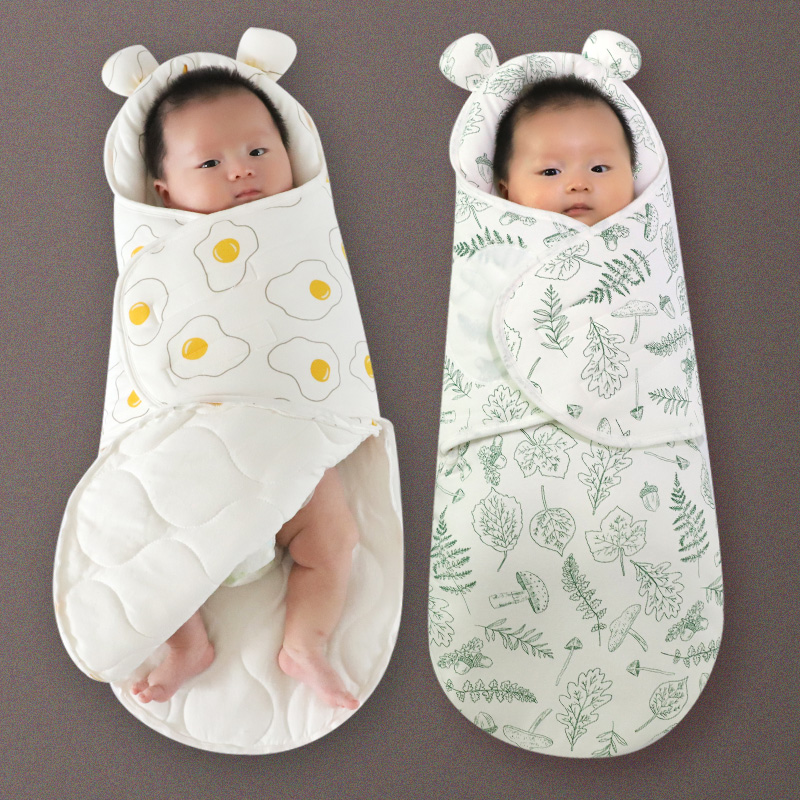 Newborn baby sleeping bag bag is spring and autumn winter thick cotton newborn baby hugged by anti-startle swaddling swaddling for four seasons