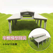 Assembled carport model diy handmade sand table scene construction aircraft tank shed 1:144 72 miniature landscape