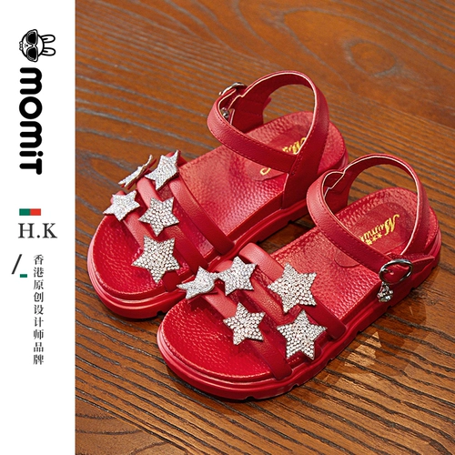 Детские сандалии, летние туфли, модная пляжная обувь для принцессы, коллекция 2021, мягкая подошва, в западном стиле