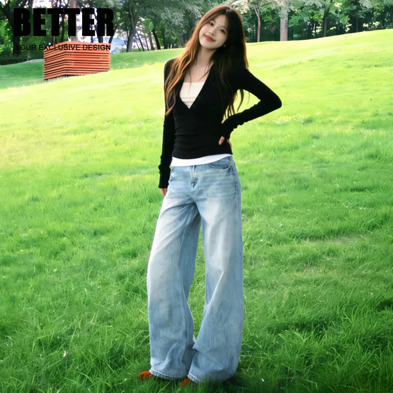 American Retro Wide-Leg Jeans for Women, 2026 Summer New High-Waisted Super Popular Petite Straight Loose Fit Scimitar Pants