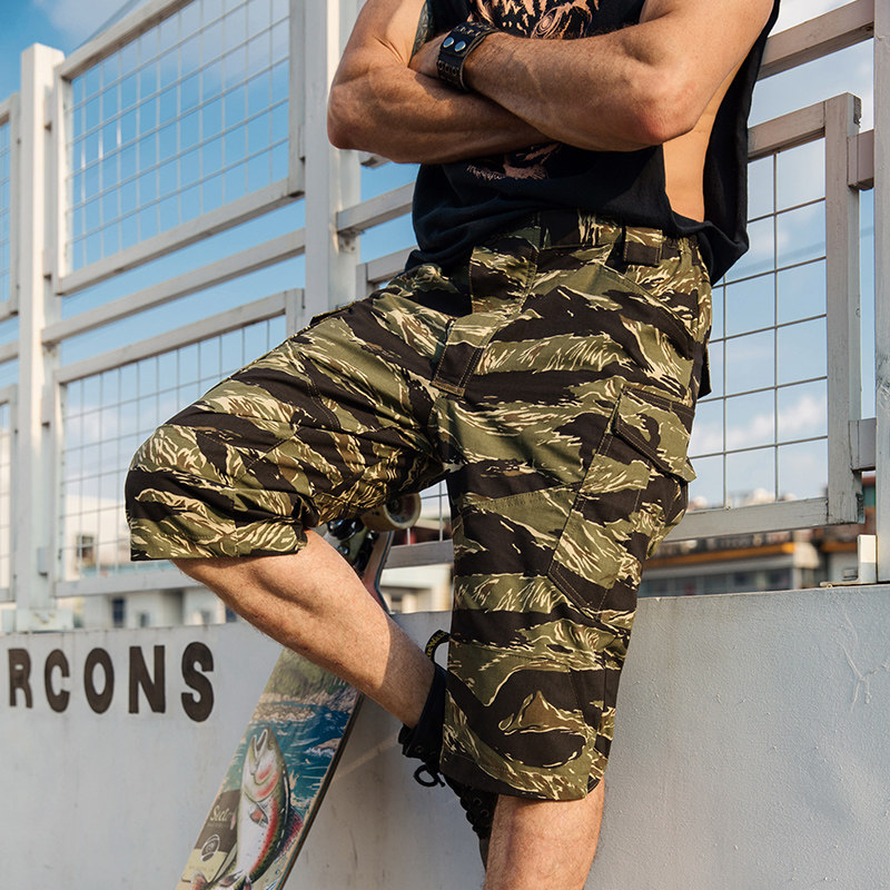 2019 New Tiger Spotted with Seven Pants Men's Summer Overalls Shorts 100 Hitch Loose Special Soldier Tactical Pants