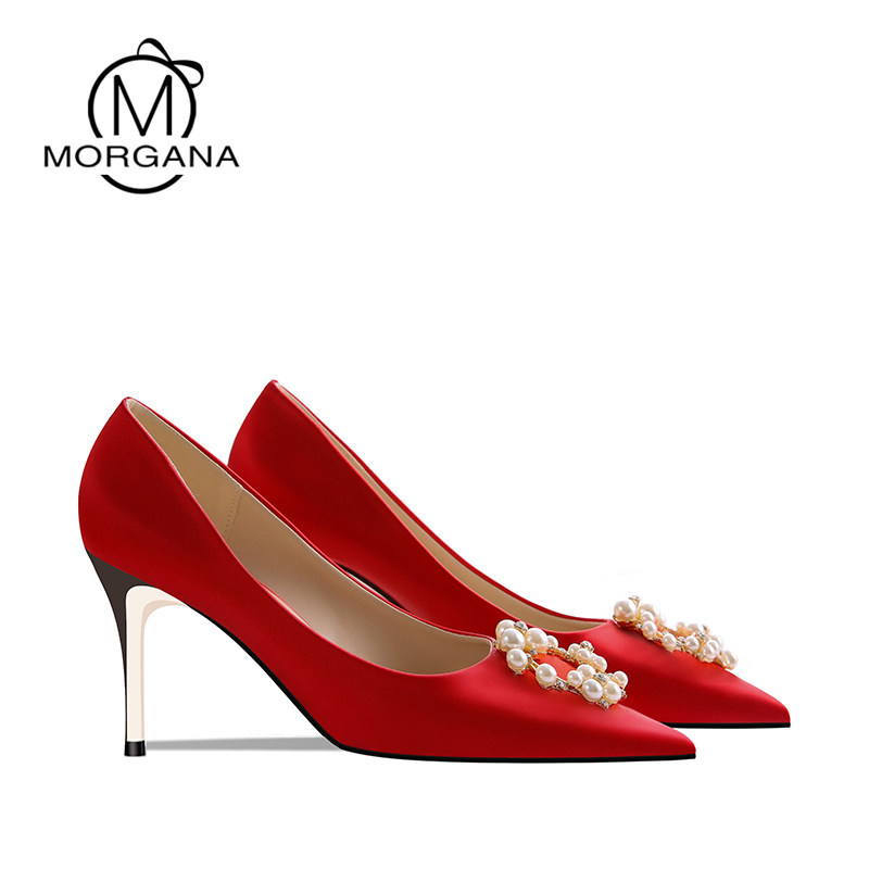 2022 new satin Chinese wedding shoes women can wear Xiuhe shoes every day for wedding dresses and bridal shoes without tiring feet