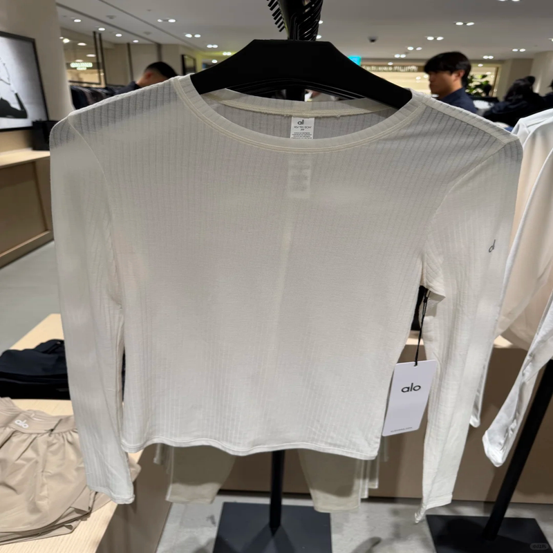 American Alo Autumn and Summer Ribbed Yoga Ribbed Sea Coast Long Sleeve Shirt
