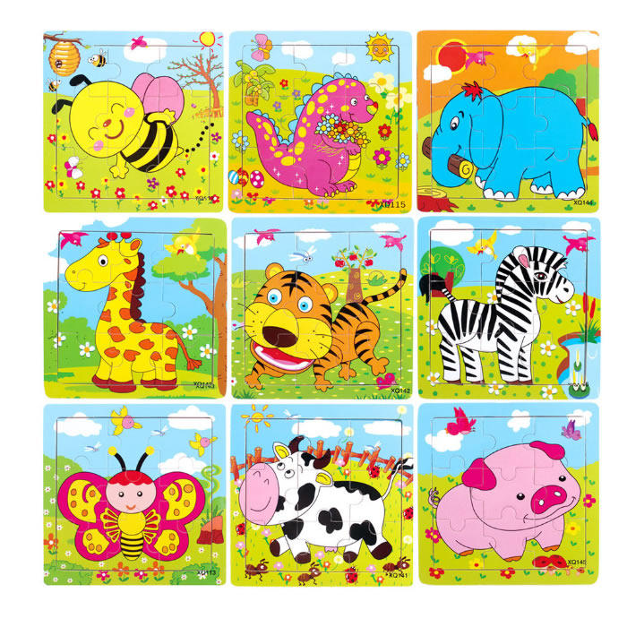 Children 9 pieces puzzle wood Flat parquet baby intellect Early childhood Education Puzzle Toy